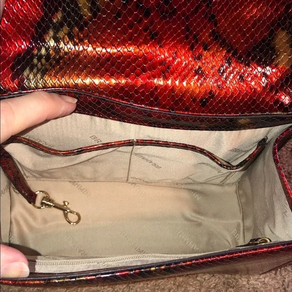NWT-Brahmin-Mini Francine Satchel-Crimson Rosebay-Crossbody Strap-Dust Bag-$345 - Picture 11 of 16